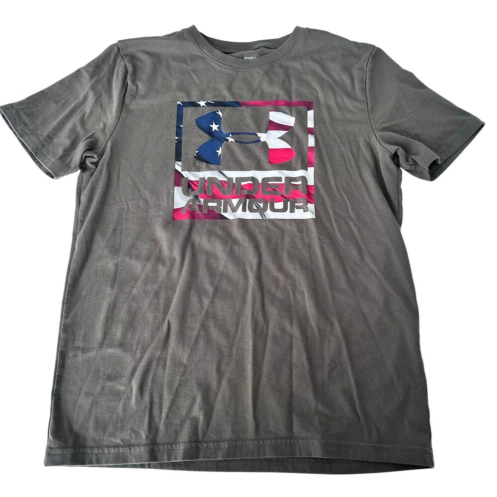 Under Armour Youth Boys Green Athletic T-Shirt - Large patriotic Americana